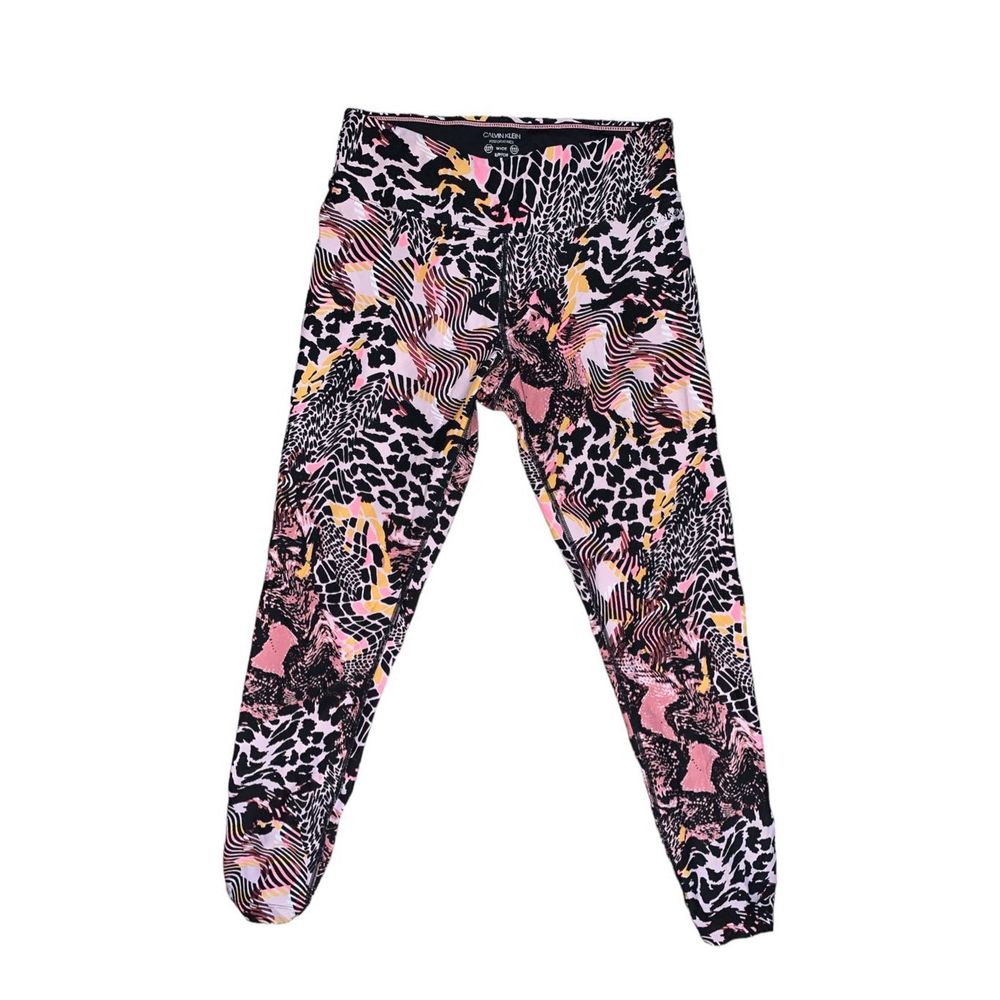 Calvin Klein Performance, Multicolored Multi Print Athletic Leggings, Small,Used